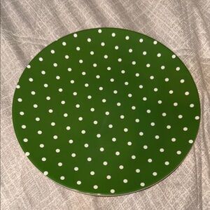 Kate Spade New York Salut Green White Polka Dots Melamine 9” Plate